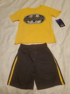 Batman Little Boys Yellow Shirt Top 2pc Black Short Set Size 6 - Picture 1 of 9