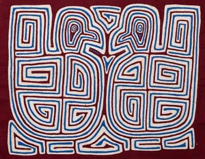 Maroon White Blue Duck Mola - Picture 1 of 10