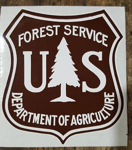 USFS UNITED STATES FOREST SERVICE BROWN AND WHITE DECALS STICKERS 2 INCHES - Picture 1 of 1