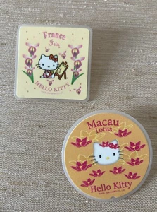 Sanrio Hello Kitty 7-11 Pins Buttons Promotion Pins - Lot Of 2 -France and Macau - Picture 1 of 10