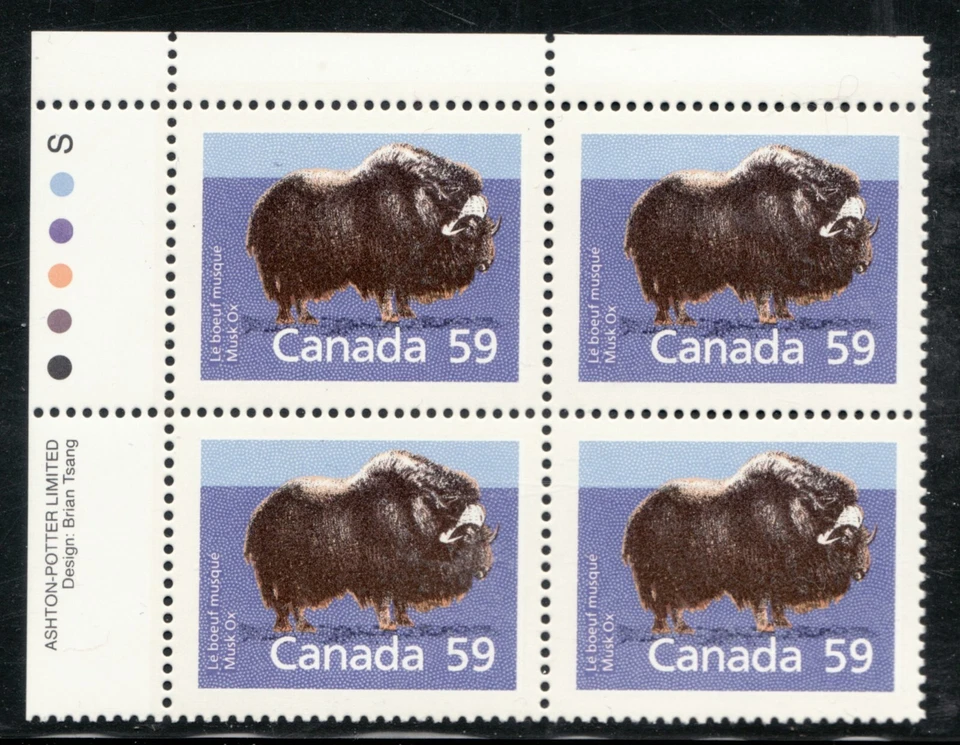 1989 - #1174i Slater UL Pl. Block  - Canada Musk Ox Mammal Definitive - cv$250 - Image 1 of 1
