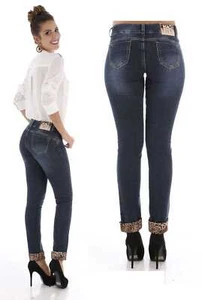 Dark Denim Skinny Jeans - Women's Blue Destroyed - Picture 1 of 10