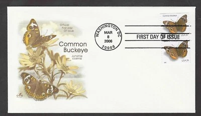 #4001a  24c Common Buckeye Butterfly- ArtCraft FDC Vert Bkt Pair - Image 1 of 2