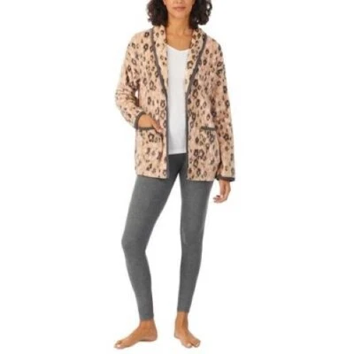Cuddl Duds Women's Ultra-Soft Faux-Fur Bed Jacket - Leopard Size Large - Image 1 of 4