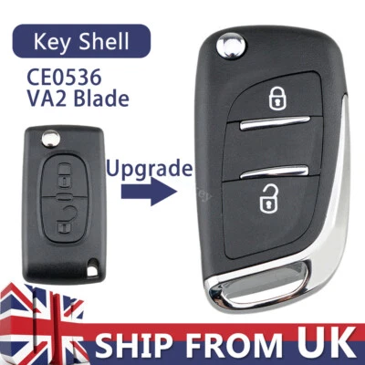 for Citroen Berlingo Peugeot Partner Van 2 Button Remote Flip Key Fob Case Shell