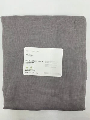 Pottery Barn Belgian Flax Linen w/ Libeco Sheer Curtain Drape 50x 96" Gray #Q22 - Image 1 of 4