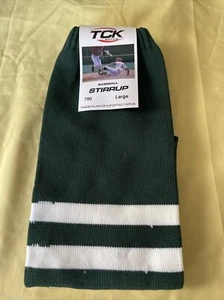 TCK Socks BaseBall Stirrup 700 Large ,Green , 3 White Stripes Twin City Knitting - Picture 1 of 4