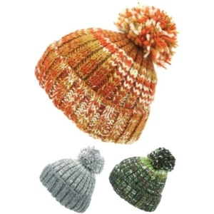 Wool Beanie Hat Bobble Knit Knitted Marl Lined Men Ladies Warm Winter - Picture 1 of 10