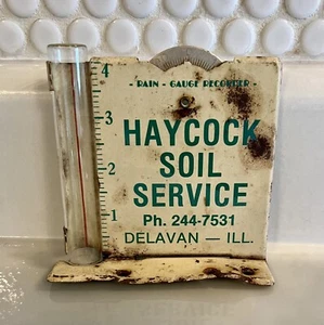 Grabadora de pluviómetro HAYCOCK FLOOR SERVICE de colección recuperada metal y vidrio Delavan - Imagen 1 de 5