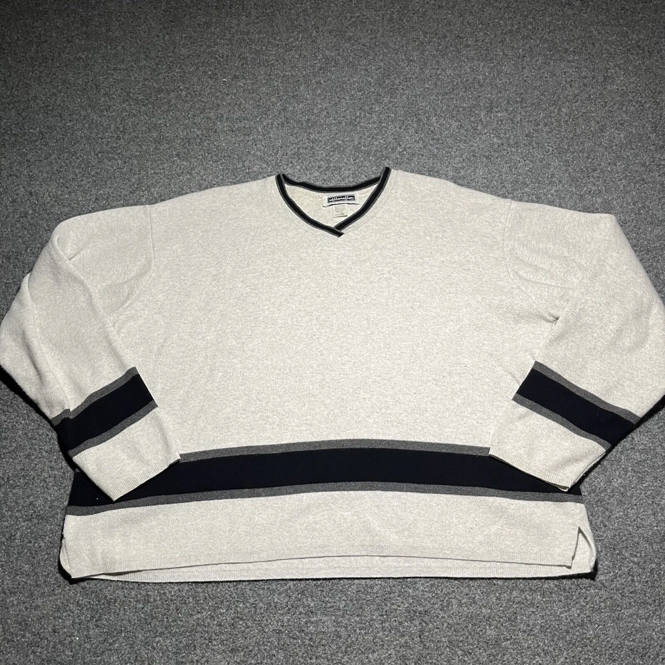 Suéter feminino Xhilaration vintage listrado XL malha pulôver tamanho grande feito nos EUA anos 90 - Imagem 1 de 4