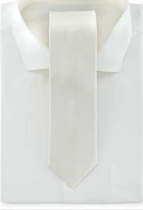 Geoffrey Beene NUEVO Blanco Liso Delgado Cuello Para Hombre Corbata Satén $55 A2038 - Imagen 1 de 2