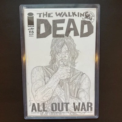 The Walking Dead 115 Original Art Sketch Daryl Dixon Image 2013 Blank Variant - Image 1 of 4
