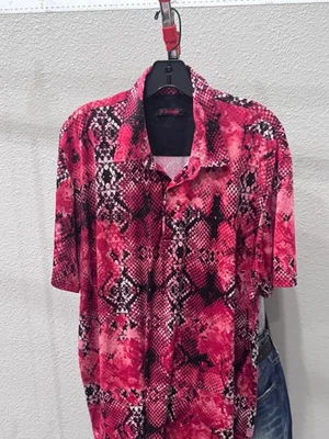 CAMISA POLO MOndo SALVAJE Rojiza Patrón Serpiente 3XL XXXL Delgada  Foto 1 de 4