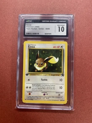 CGC 10 GEM MINT Eevee Team Rocket 1st Edition 55/82 Pokemon Card psa - Image 1 of 4