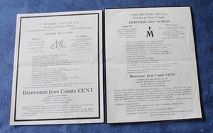 faire part humour militaire / LOT de 2 faire part JEAN COMTE CENT - Picture 1 of 1