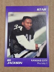 1992 BO JACKSON STAR PRO INFO NFL KARTE #6 RAIDERS AUBURN ROYALS KENNT HEISMAN - Bild 1 von 3