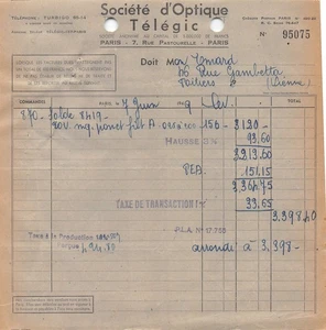 1938 SOCIETE D OPTIQUE TELEGIC A PARIS - M EMARD A POITIERS - Picture 1 of 1