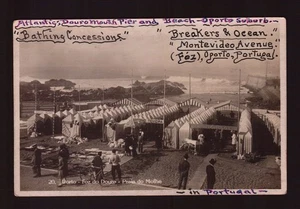 POSTCARD : PORTUGAL - PORTO - RPPC MOLHE BEACH MONTEVIDEO AVENUE BEACH TENTS - Picture 1 of 2