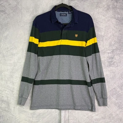 vtg y2k 90s Chaps Mens Rugby Shirt sz M Long Sleeve Striped color block preppy - Image 1 of 4