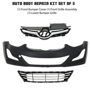 Front Bumper Cover Fascia & Grille Assembly Kit For 2014-2016 Hyundai Elantra - Picture 1 of 13