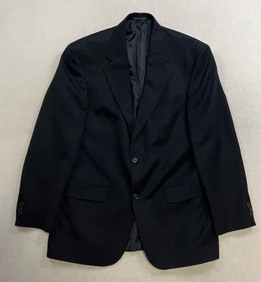 Lands’ End Men’s 40R Black Button 100% Wool Blazer Coat Vintage Rayon Lining - Изображение 1 из 4