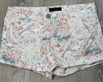 Aeropostale Blanco Cachemira 10 Pantalones Cortos tiro Medio Solapa Bolsillo Puño Elastizado Bloomcore Foto 1 de 4