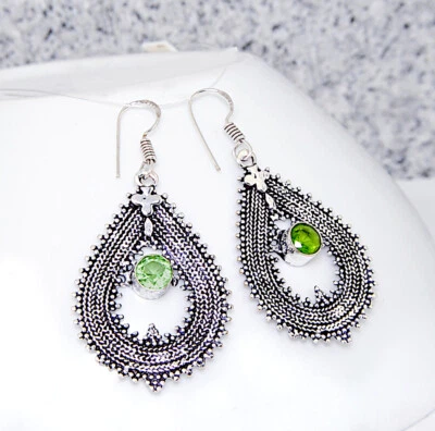 Ohrringe Elegante Damen- Ohrringe Filled Sterling Silber 925  Edelstein Pridot - Bild 1 von 2