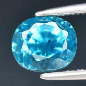 2.79ct 6.5x5.5mm VS Cushion Natural Gentle Heat Blue Zircon Gemstone, Cambodia - Picture 1 of 4