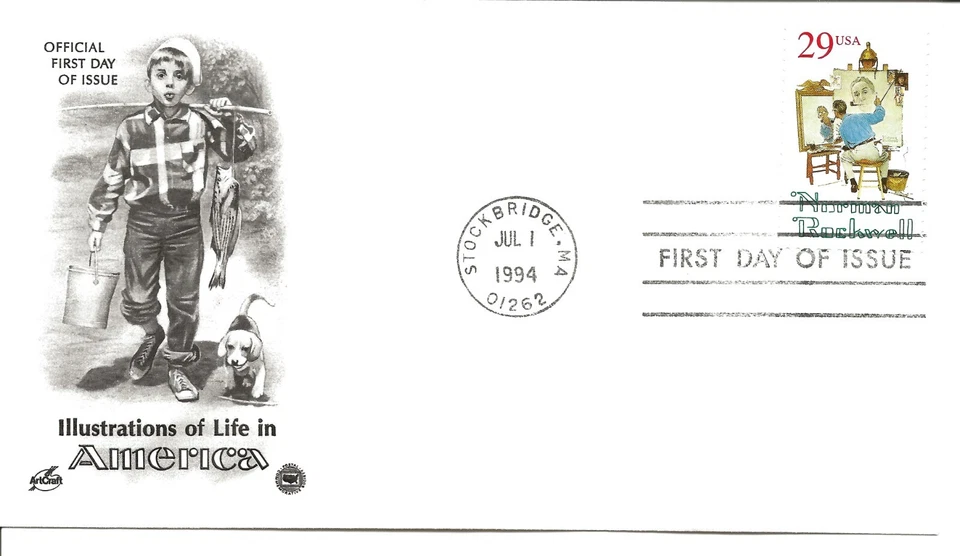 US Scott #2839, First Day Cover 7/1/94 Stockbridge Single Illustrations - Image 1 of 1