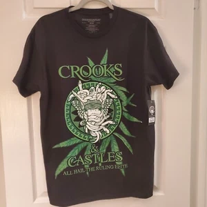 Crooks & Castles Kush Cannibus Medusa Graphic T-Shirt Mens Medium Black NWT - Picture 1 of 4