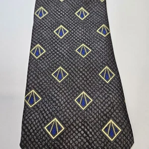 Mondo Di Marco 100 % Seidenkrawatte Vintage grau blau geometrisch neu mit Etikett Neiman Marcus - Bild 1 von 3