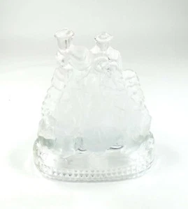 Candelabro votivo/tealight de vidrio transparente vintage esmerilado villancicos de Navidad - Imagen 1 de 4