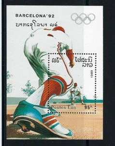 1989 - Laos, foglietto, Giochi olimpici estivi 1992, Barcellona, nuovo - Foto 1 di 1