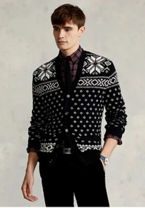 Polo Ralph Lauren Men's 3XL-Big Cotton Cashmere Snowflake Cardigan Sweater $328 - Picture 1 of 4
