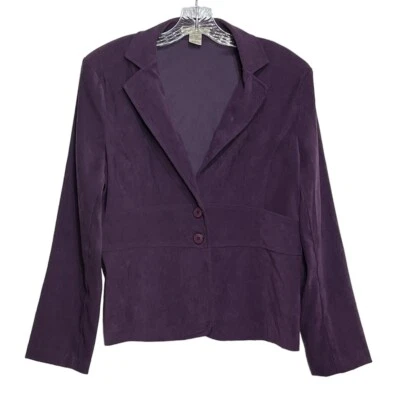 Notations Purple 2 Button Long Sleeve Stretch Blazer Jacket Collared Size L - Image 1 of 4