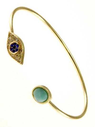 Evil eye crystal turquoise cuff bracelet - Image 1 of 1