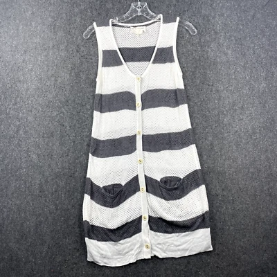 Rag and Bone Knit Vest Women's Small Gray White Striped Cardigan Sweater - Image 1 of 4
