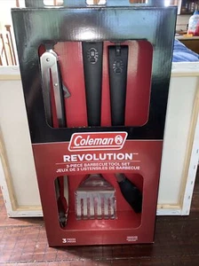 Coleman Revolution Barbecue Grill Tools Set 3pc. SPATULA Tongs And Basting Brush - Picture 1 of 4