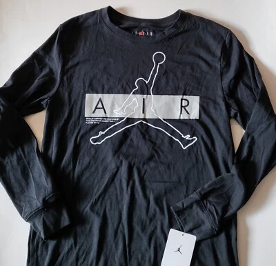 Air JORDAN Graphic Logo t-shirt Big Boys size M L XL Red Black Long Sleeve - Image 1 of 4