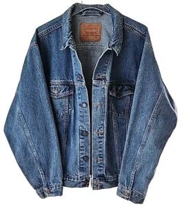 Chaqueta vaquera Levis Trucker para hombre L azul botón bolsillos delanteros cuello hecha en EE. UU. - Imagen 1 de 11