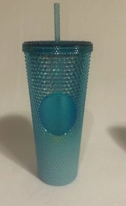Starbucks 24 oz Venti Cold Cup Blue Ombré Gradient Studded Tumbler Winter 2023 - Picture 1 of 5