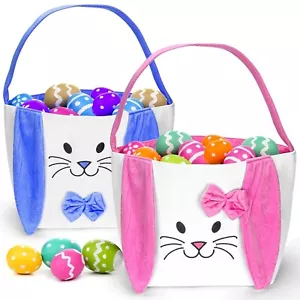 2 Packs Easter Basket Set, Easter Bunny Basket Gift Baskets Bags for Kids, Canva - Picture 1 of 4