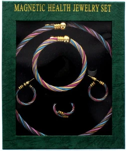 NIB Beautiful Multi Color Magnetic Hematite Necklace,Bracelet,Ring &Earring Set - Picture 1 of 3