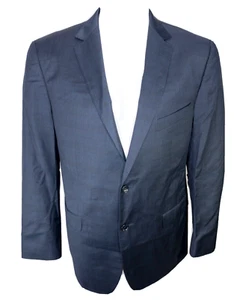 Z Zegna 28QCG4 City Suit Jacket 7 Drop Navy Blue Plaid Wool 52R 2 Button - Picture 1 of 9