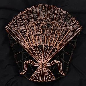 Ventola timbro rame Tjap taglio tappo 8"" x 9"" Batik Indonesia fatta a mano - Foto 1 di 2