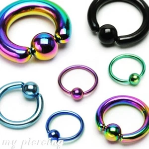 2pcs. 20G-2G IP Surgical Steel Captive Bead Ring Nose Earrings Cartilage Labret - Picture 1 of 8