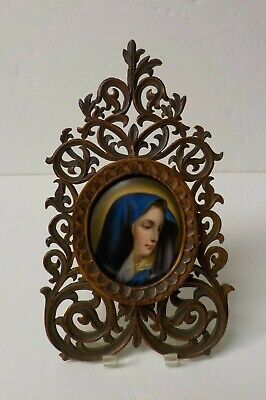 19th C. Miniature Portrait Painting, Ornate Italian Carved Wood Frame (#4) • 199.99£
