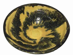 Vtg.Hand Thrown Pottery BOWL Studio Art Drip Glaze Signed S. Vespa Blue Yellow - Picture 1 of 10