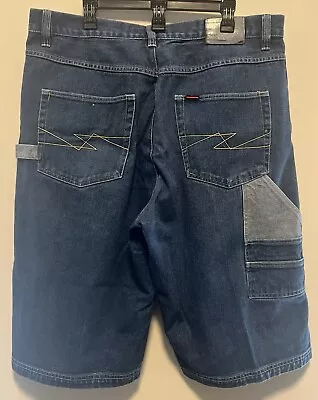 Винтажные мужские синие шорты FUBU Carpenter из денима 38 мешковатые широкие штанины Skater Y2K - Изображение 1 из 4