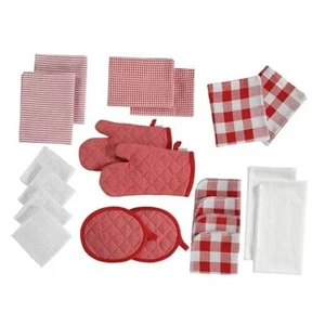 Kitchen Dish Towels Set - 6 Absorbent Kitchen Hand Towels, 4 Dish Cloths Red - Picture 1 of 8